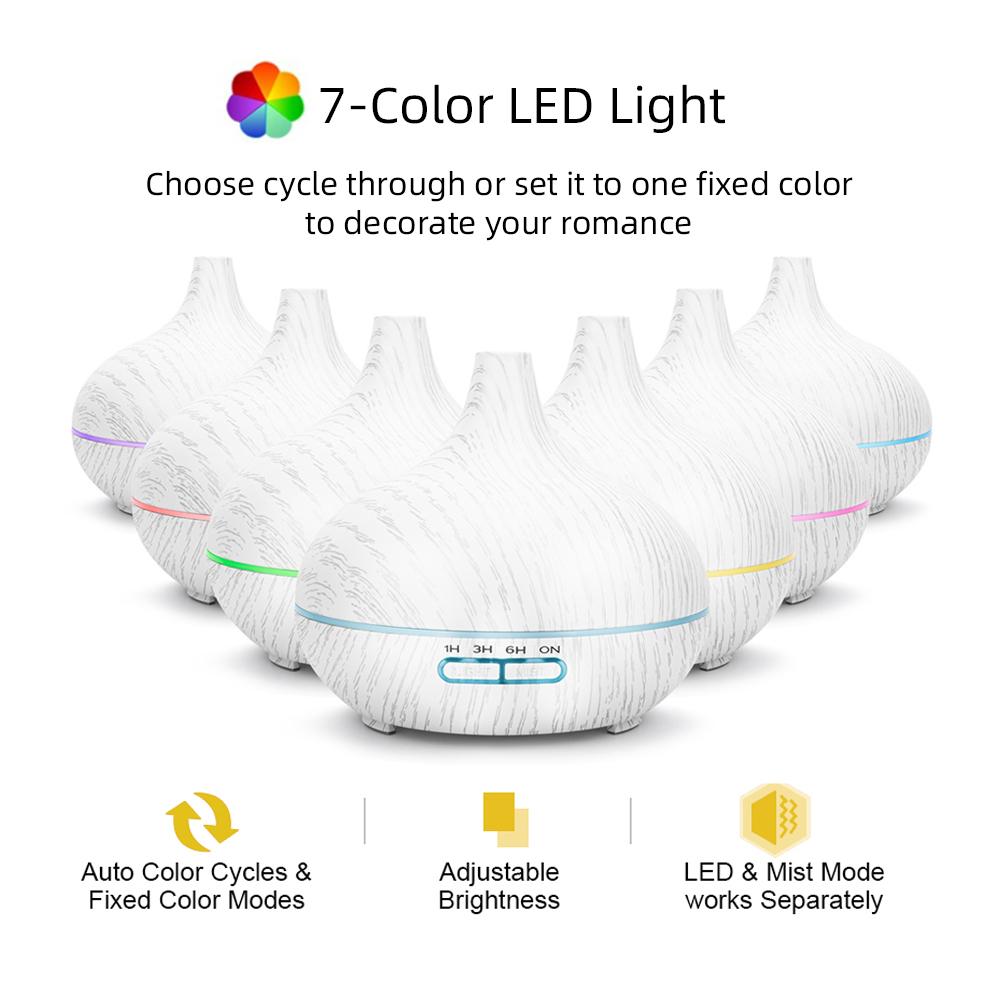 Diffuser Ultrasonic Essential Oil Diffuser with Remote  550ml Wood Grain Humidifier, 6  Oils, Auto Shut Off, Ultra Quiet for Hom