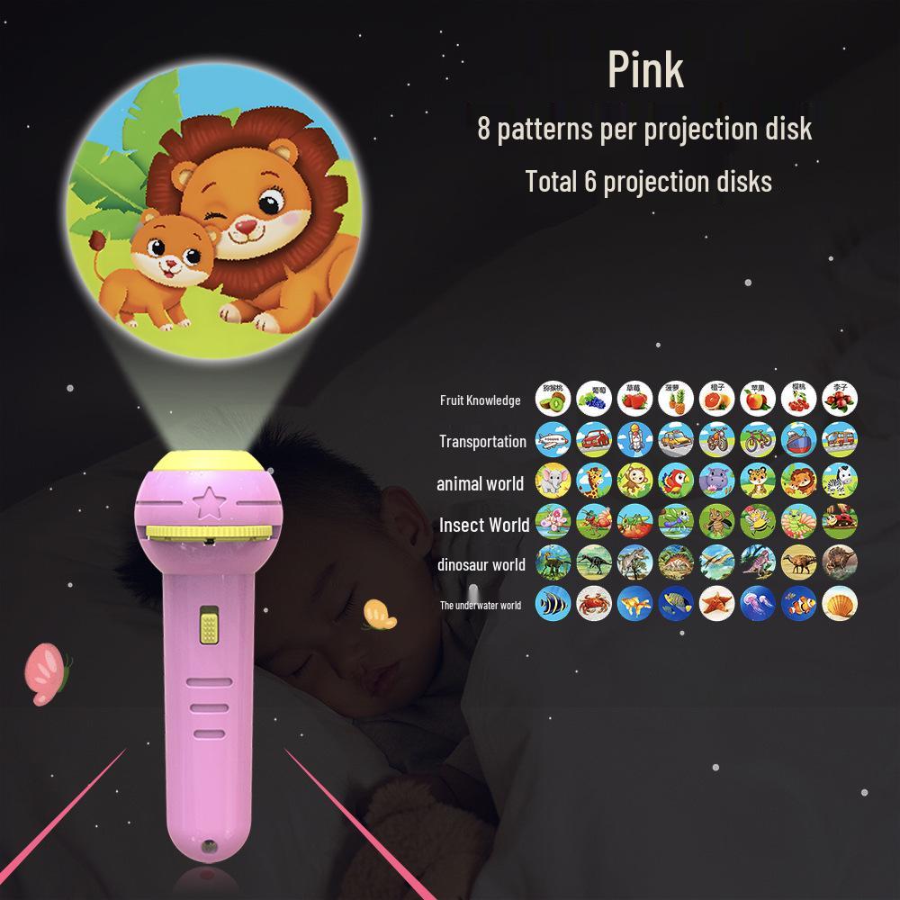 Children's Animal Projector Flashlight - Early Education Luminous Toy for Baby Picture Recognition and Cartoon Projection Gifts