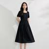 Inman Simple Square Neck Puff Sleeve Midi Dress