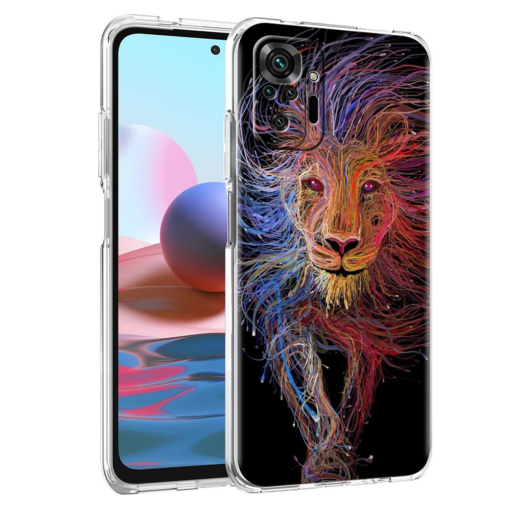 Colorful Lion Transparent Phone Case for Redmi 13C 12C 10C Note 13 12 11 11T K40 Gaming Plus Pro 4G 5G Soft Cover Shell Capa Bag