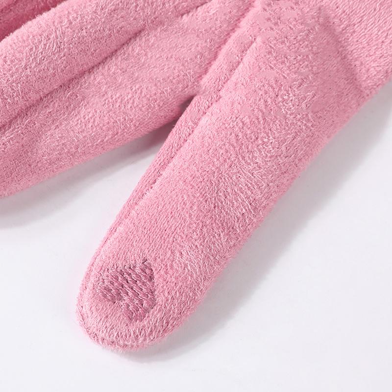 New Women Winter Keep Warm Touch Screen Suede Fabric Plus Velvet Inside Thicken Female Elegant Solid Simple Style Soft Gloves