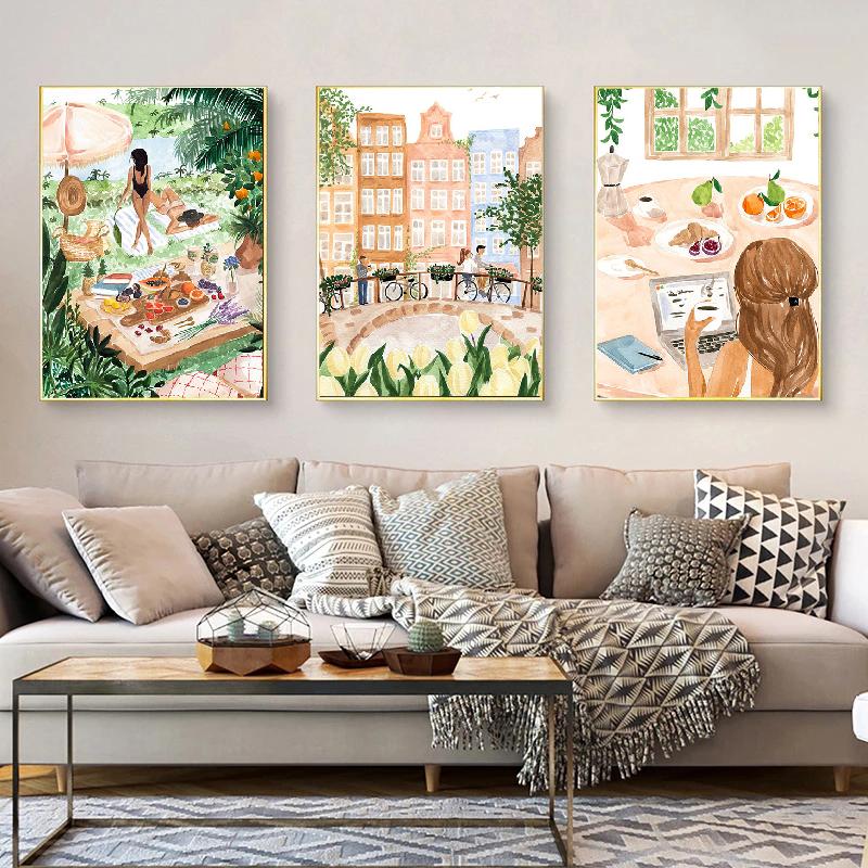 Jungle Swing Meadow Tropical Beach Pool Moroccan Wall Art Canvas Painting Posters And Prints Wall Pictures For Living Room Decor