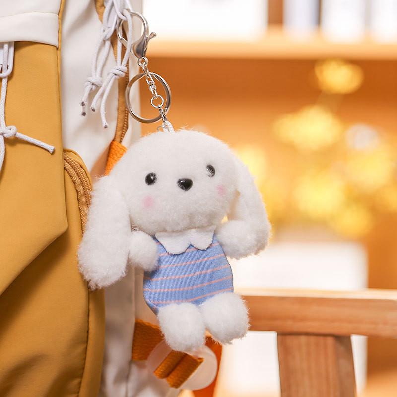 Cute Long Ears Dog Keychain Cartoon Plush Girls Kid Backpack Doll Decoration