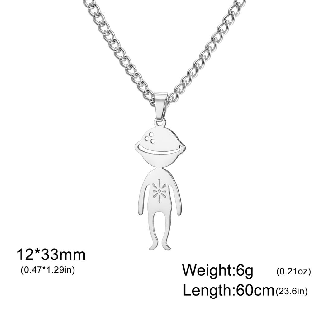  Spiral Moon Star Planet People Necklace for Children Fashion Fun Space Enthusiasts Pendant Necklaces Party Jewelry Gifts