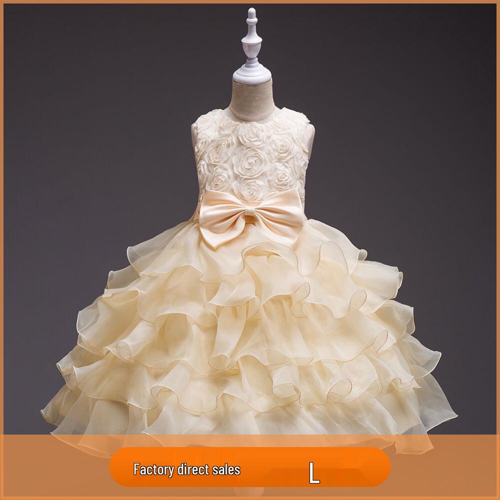 Popular European and American Flower Girl Tulle Cake Dress - Girls' Princess and First Birthday Dress
