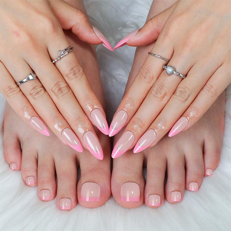 

Gradient Nude Press-On Toenails - Glossy Almond Design