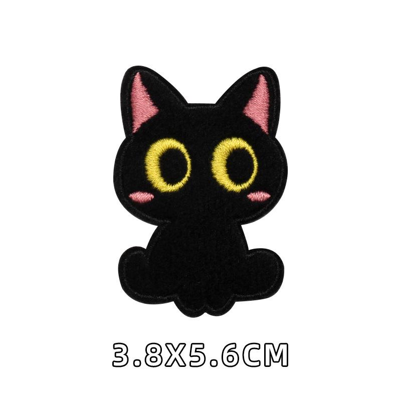 

Самоклеящаяся заплатка с изображением черного котенка из мультфильма для ремонта детской одежды 5.5x4.7 cm