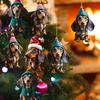 1/7Pcs Wearing Santa Hat Bell Car Dog Pendant Vivid Appearance Funny Dog Christmas Tree Ornament Auto Rearview Mirror Decoration