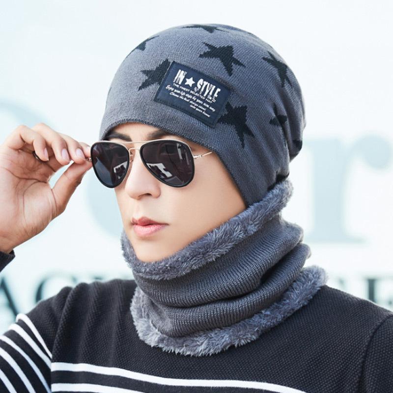 Men's Thick Plush Wool Winter Hat: Korean-Style, Warm Knit for Outdoors & Cycling