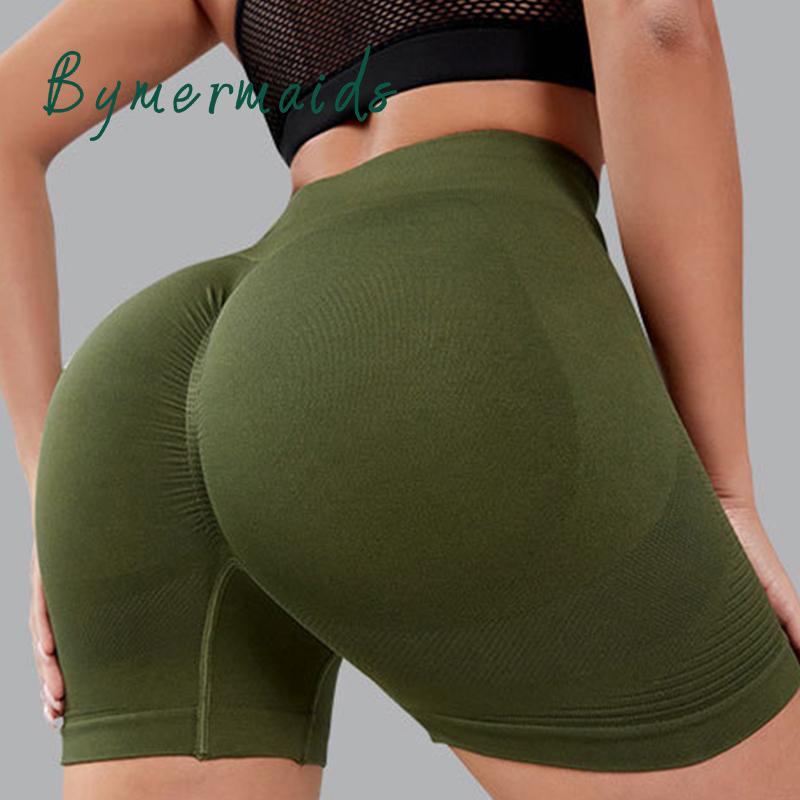 

BYMERMAIDS Бесшовные спортивные шорты для женщин Фитнес Push Up Высокая талия Йога Шорты Тренажерный зал Тренировка Леггинсы Бег Боксер
