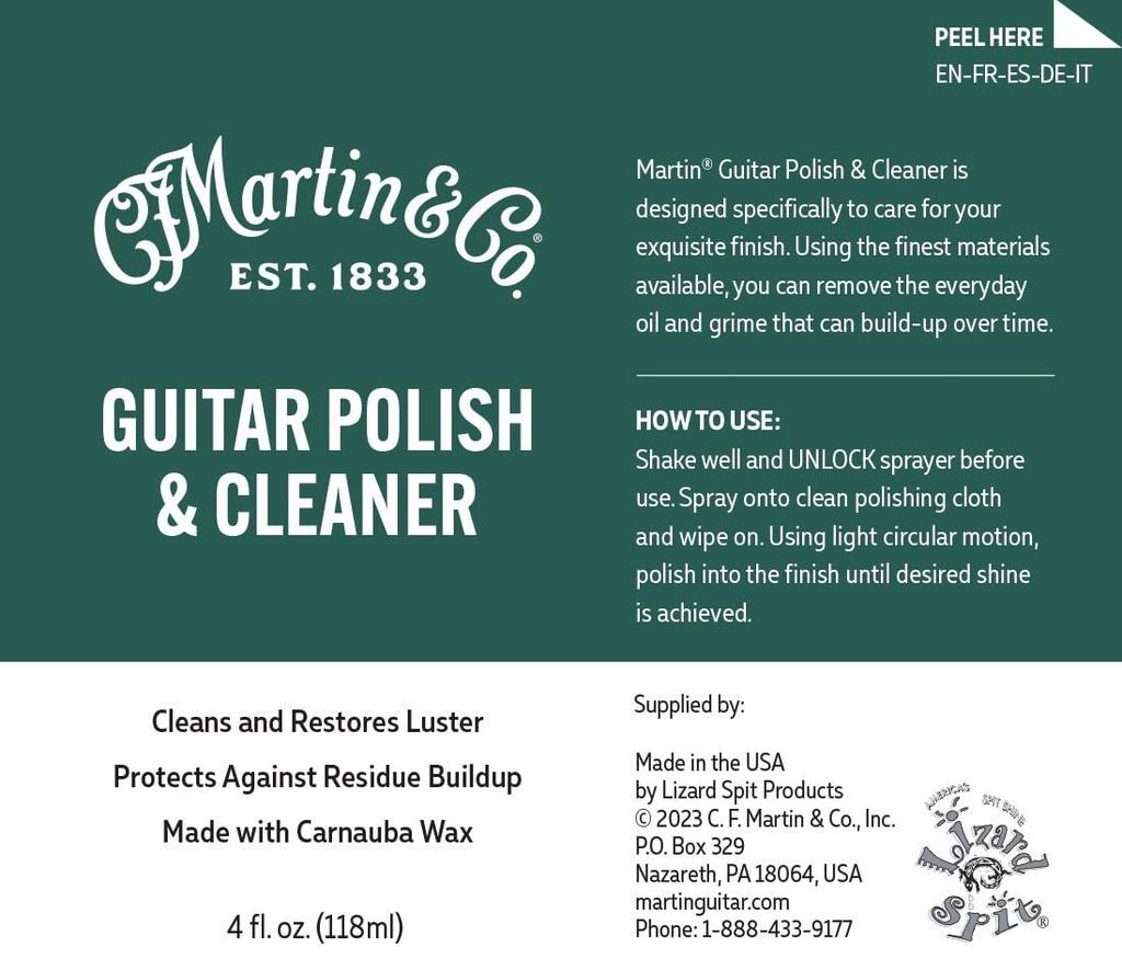 Martin Guitar Polish Cleaner 4 oz Spray Bottle 18A0134 and Protects Formulated with Carnauba Wax for a Natural Shine & – Cleans, Polishes,