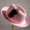 Men's Feathered Jazz Wool Panama Hat, European and American Style Wide-brimmed Party Hat, Fashion Accessory