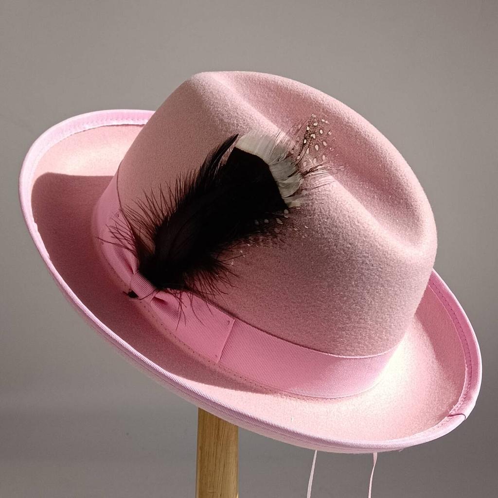 Men's Feathered Jazz Wool Panama Hat, European and American Style Wide-brimmed Party Hat, Fashion Accessory