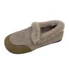 Winter new velvet round head one-pedal warm beanie shoes women's retro down fabric lamb wool cotton shoes