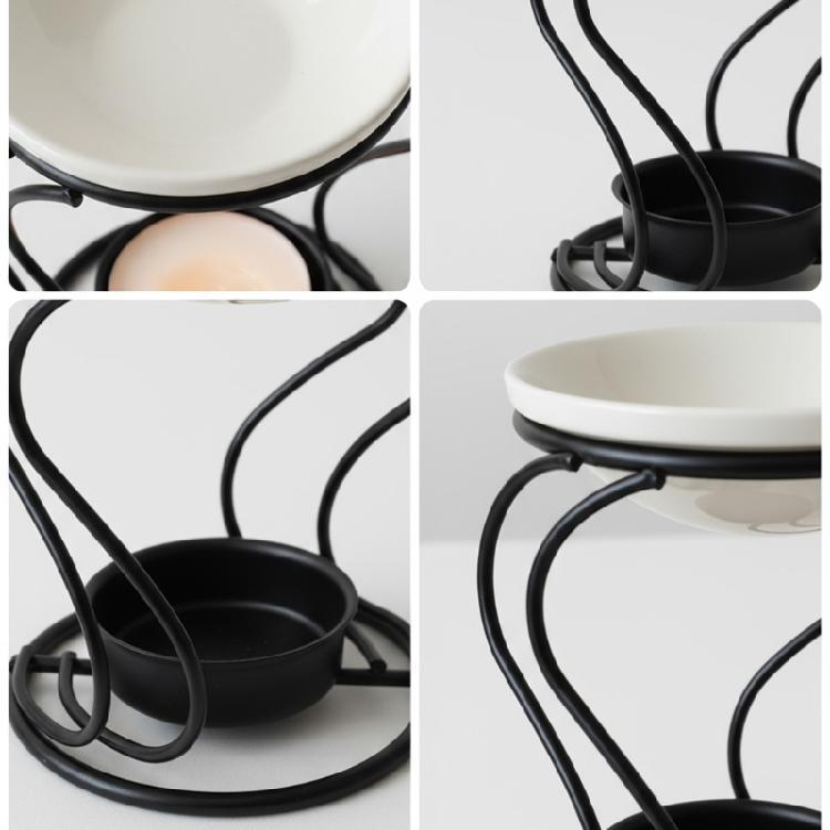 Artistic Iron S Shape Essential Oil Burners Candle Stand With Ceramic Tray For Safe Wax Melting And Essential Oil Use