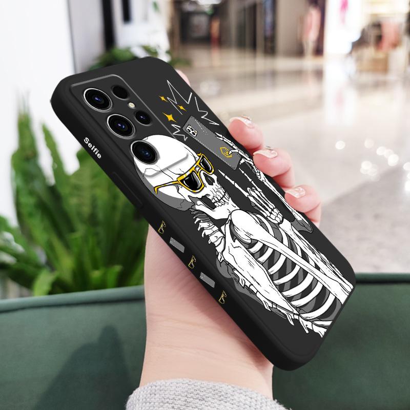 

Blackened Skull Phone Case For Samsung Galaxy S25 S24 S23 S22 S21 S20 S10 S10E FE Ultra Plus Note 20 Ultra Silicone Cover Galaxy Note 20 Ultra чорний