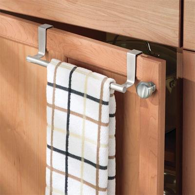 1pc-Towel Rack Over Door Towel Bar Hanging Holder Stainless Steel Bathroom Kitchen Cabinet Towel Rag Rack Shelf Hanger
