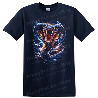 T-shirt Serpent Bleu Électrique T-shirt Graphique Serpent Féroce pour Amoureux des Animaux