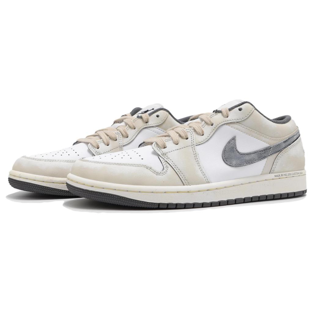 Jordan Air Jordan 1 Abrasion Resistant Low Top Vintage Basketball Shoes Unisex Beige Yellow 553558-152(Teamfour-)