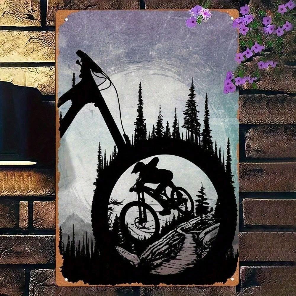 Vintage Mountain Bike Metal Wall Art Silhouette Garage Decor