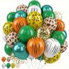 Set de 47 ballons Safari Jungle 30 cm Ballons Imprimé Animalier 25 cm Ballons Confettis Vert Doré Décoration Fête d'Anniversaire