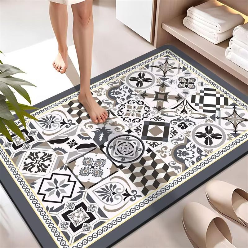 Diatomaceous Earth Bath Mat Super Absorbent Large Bathroom Floor Mats Non Slip Stain Resistant Kitchen Living Room Easy To Clean