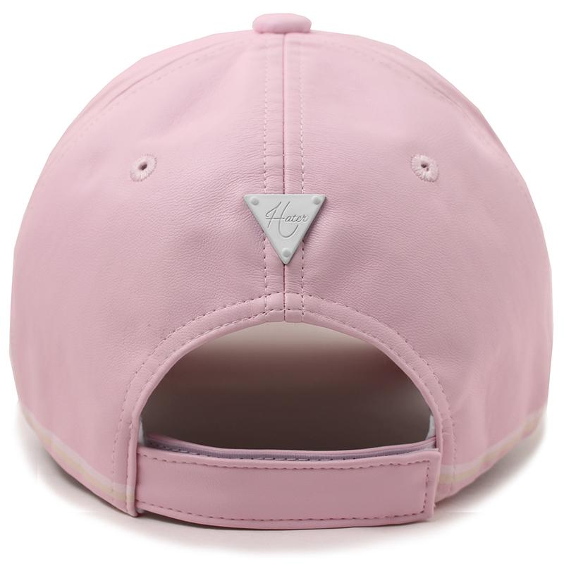 Heiteo Sketch Logo Reflective Line Leather Ball Cap Pink