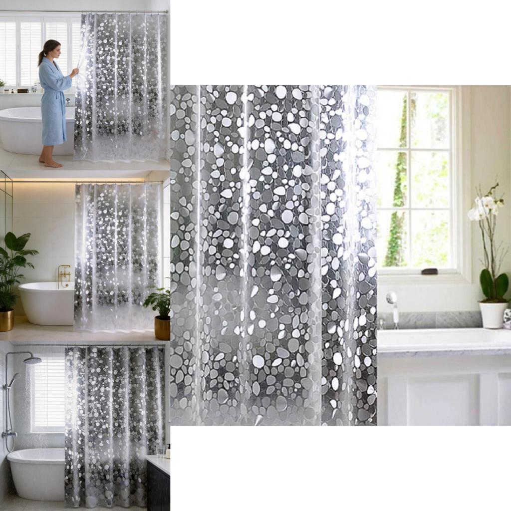 Minimalist Peva Shower Curtain With 3d Print Waterproof Moldproof For Bathroom Privacy