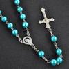 Collana con Ciondolo Rosario di Perle Finte Stile Vintage Ciondoli Religiosi Rosario Cattolico
