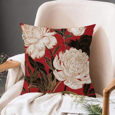 Throw Pillow Case Durable Home Decoration Geometric Pattern Practical Chinese New Year Festival Pillow Cover for Living Room