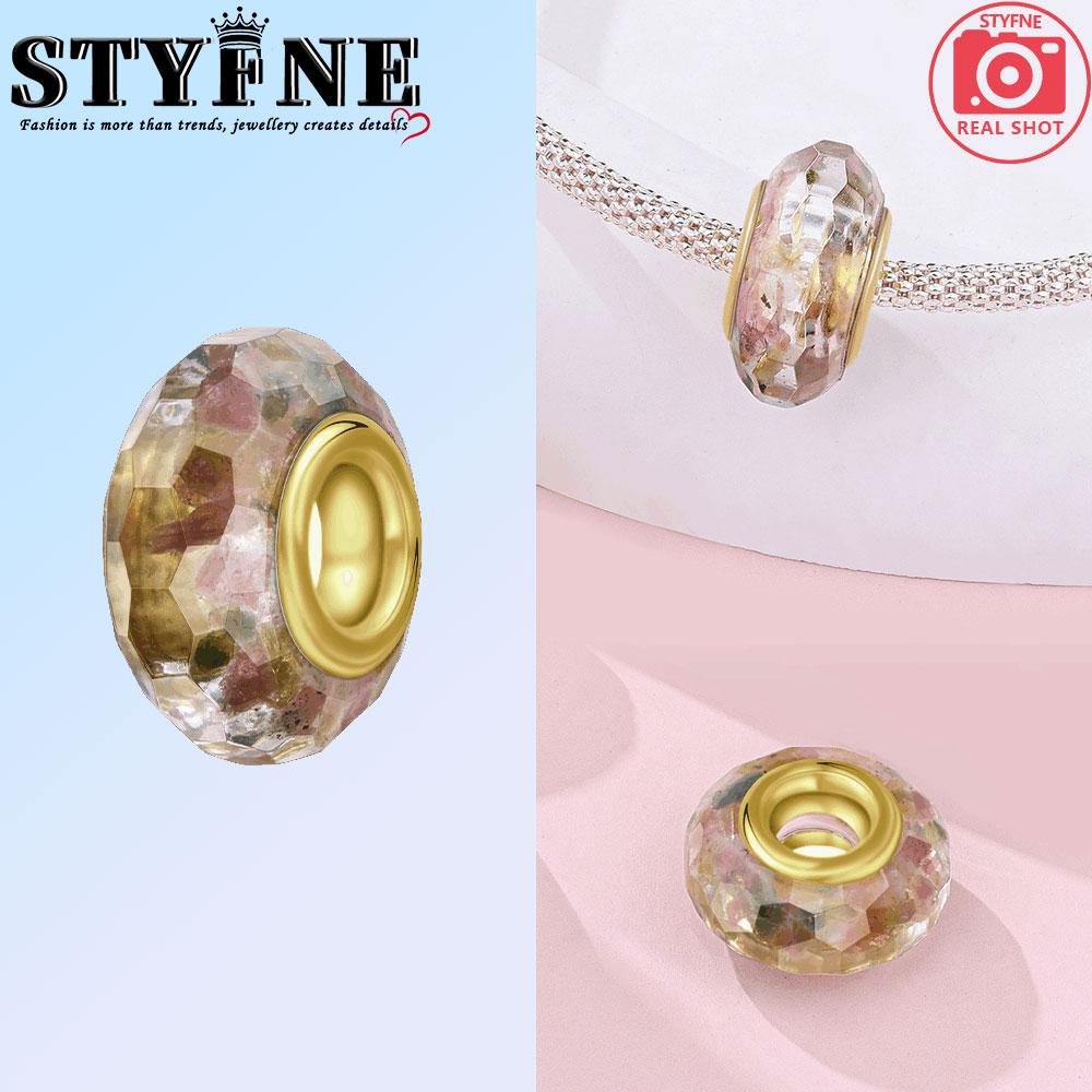 Copper Golden Colorful Glass Charms Beads Pendant For Original Bracelet Woman Girl Jewelry