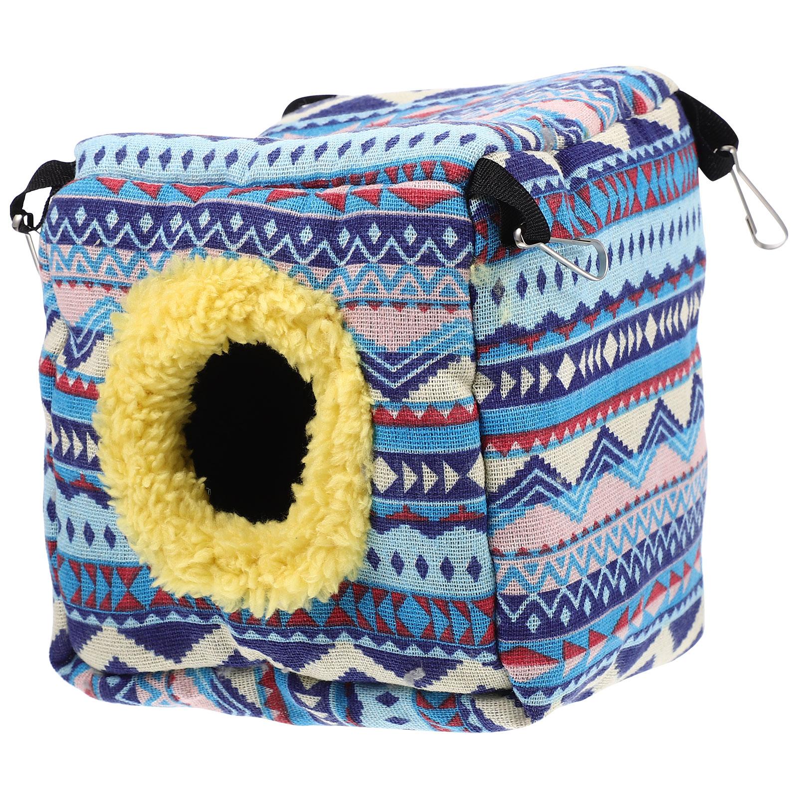 Cotton Cloth Golden Flower Nest Warm Hammock Rat Hideout Squirrel Winter Bed Sugar Glider Cozy Cave Hedgehog Hanging House S синий