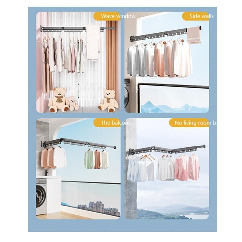 M-Modern-Retractable Clothes Drying Rack Clothes Drying Rack Foldable Retractable Wall Mounted Space Saver Clothes Hanger Rack