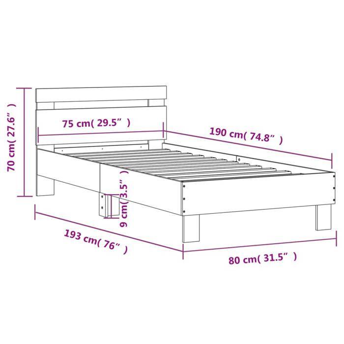 VidaXL Bed Frame with Headboard Sonoma Oak 75x190 Cm 838570