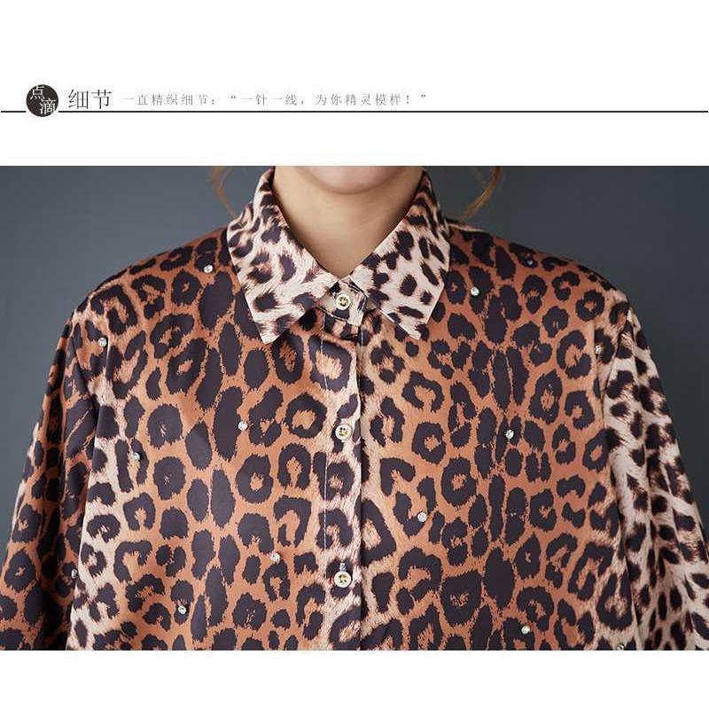 Loose Literary Big Size Fashion Leopard Print Mid-length Temperament Casual Dresses