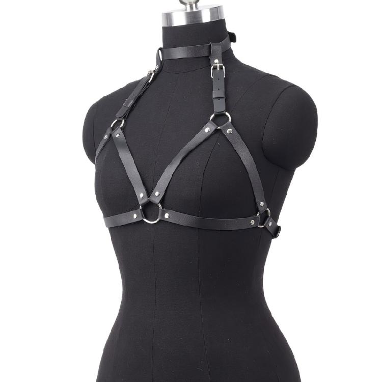 Adjustable Punk Waist Body Chain Belt Gothic Style PU Leather Halter Chest Harness For Women Daily Wear and Parties