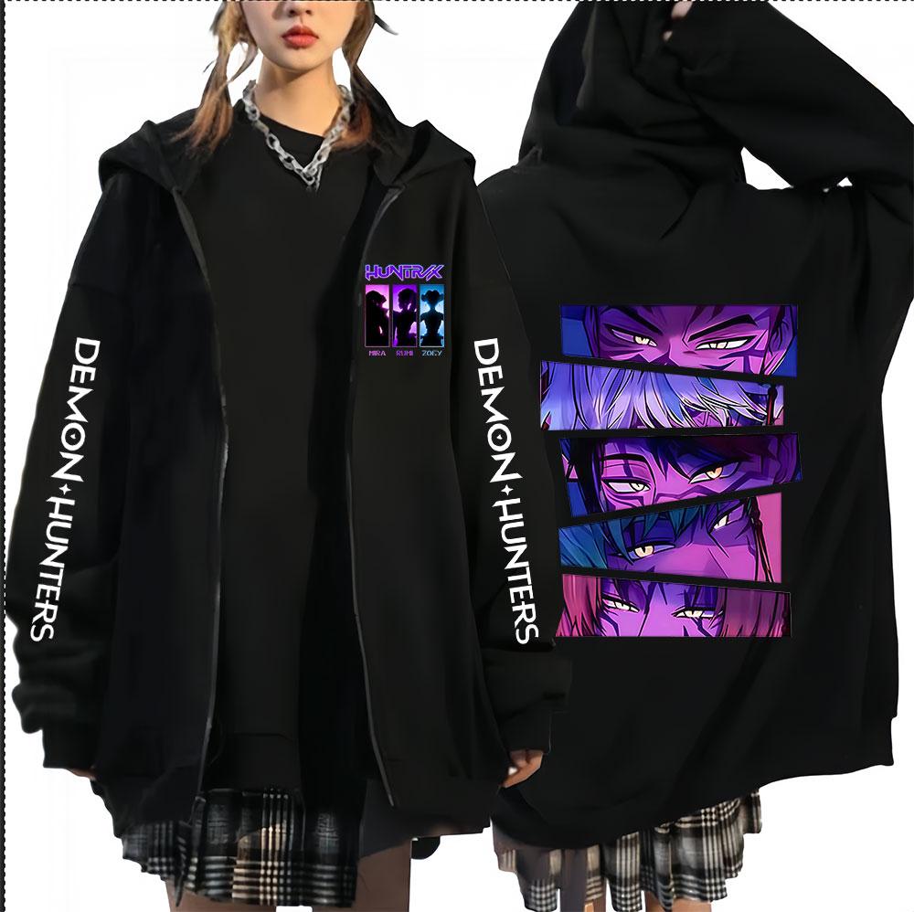 K-pop Saja Boys Demon Hunters Movie Zip Up Hoodie Men Women Harajuku High Quality Fans Gift Oversized Zipper Hoodies Jacket