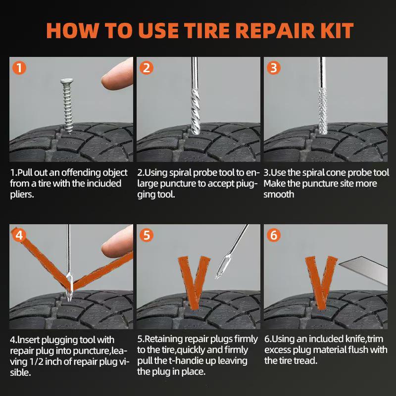 12pc Tire Repair Tool Set with Blue Box – Quick and Essential for Outdoor Emergencies