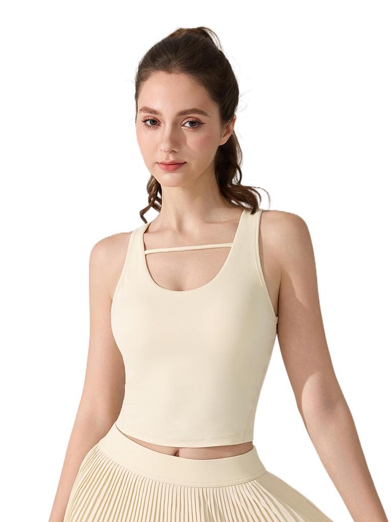 Women's Sexy Breathable Yoga Tank Top with Chest Pad and Wide Straps