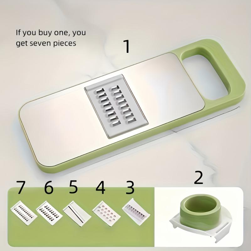 

1pc Upgraded 7pcs Stainless Steel Slicing Grater Set,Interchangeable Blades, Super Efficient for Potato, Carrot,Cucumber