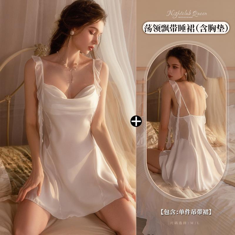 Exotic Summer Fashion Women's Clothing New Style Strap Ruffle Silk Sweet and Fresh Straight Tube Fairy Style Elegant Dress 8IHD