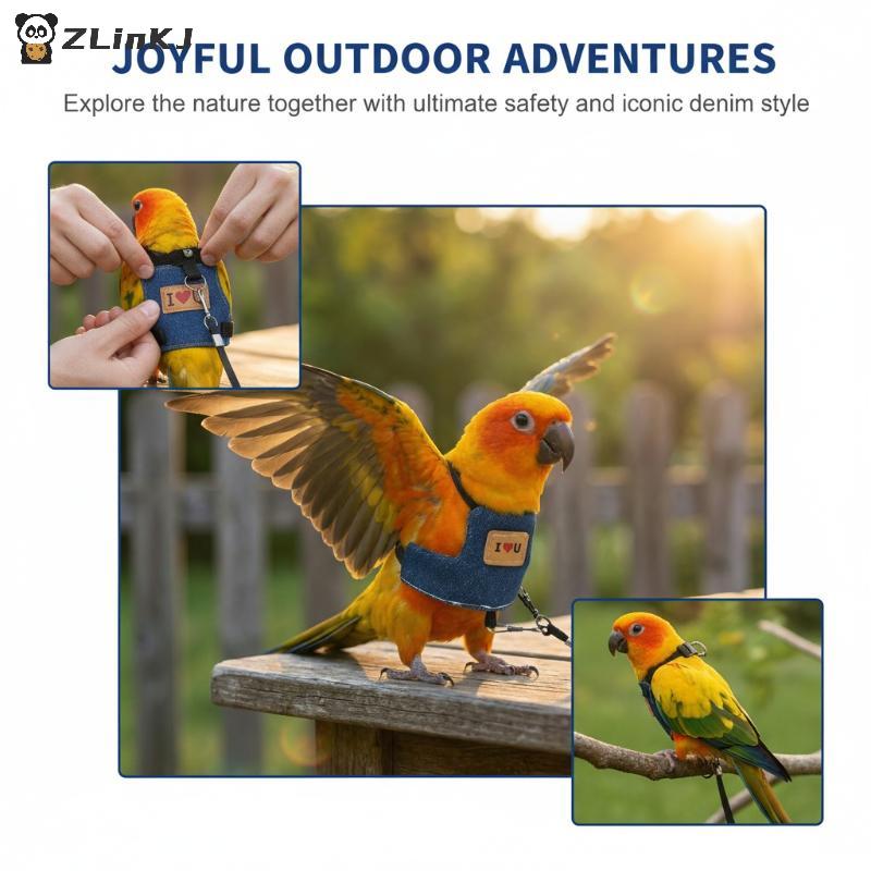 Parrot Flying Harness Vest Adjustable Training Rope for Bird Comfort and Safety During Outdoor Travel