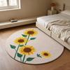 Sunflower Pattern Bedroom Decor Round Carpet Thick Plush Carpets for Living Room Fluffy Soft Bedside Rug Home Washable Floor Mat