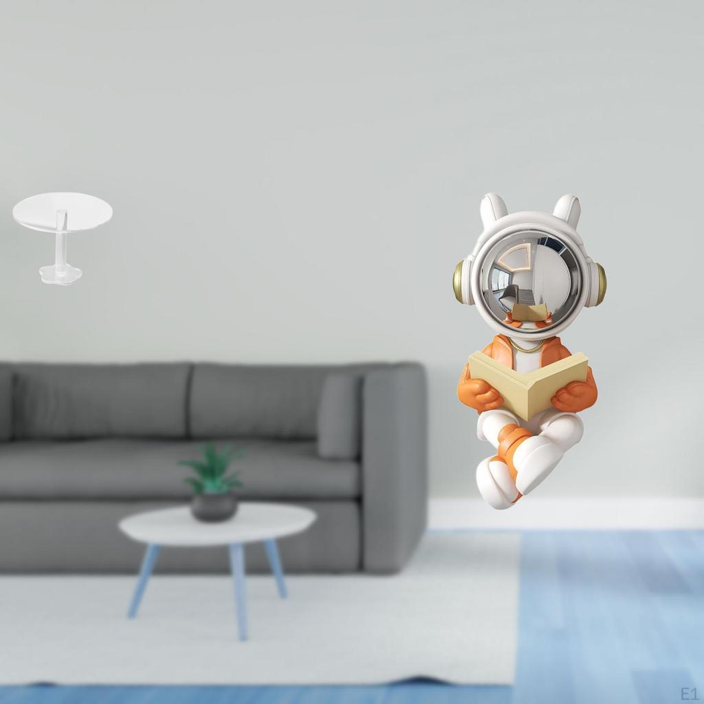 Miniature Dollhouse Round Table Decorations for Pretend Life Garden Play House with Astronaut