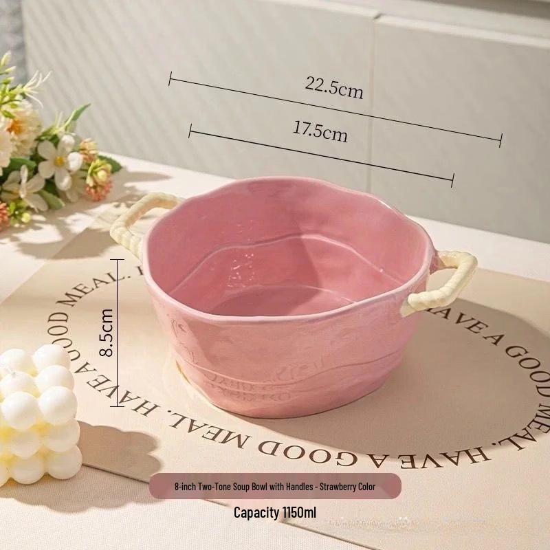 Hanyou Ceramic Double-Handle Noodle and Soup Bowl