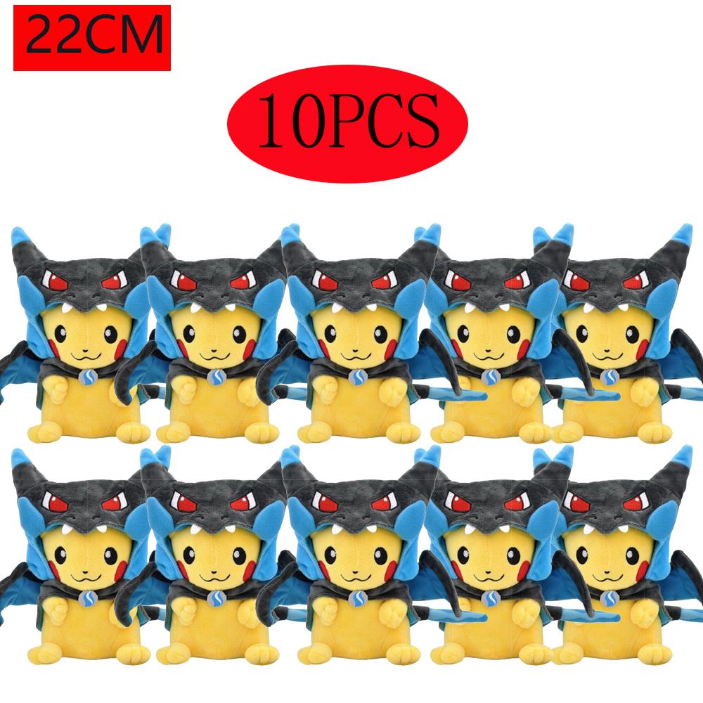 10pcs NEW Hot Pokemon Pikachu Cosplay Toy Charizard Snorlax Garchomp Tyranitar Hydreigon Anime Eevee Lapras Stuffed Plush Doll