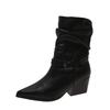 Chelsea Pleated Woman Short Boots Shoes Pointed Toe Winter New Fashion Boots 2025 Trend Women Chunky Punk Motorcycle Botas Pumps
