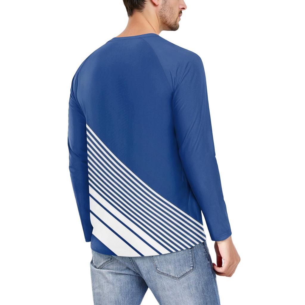 Men's Fashion Printed Raglan Long Sleeve Sports Top