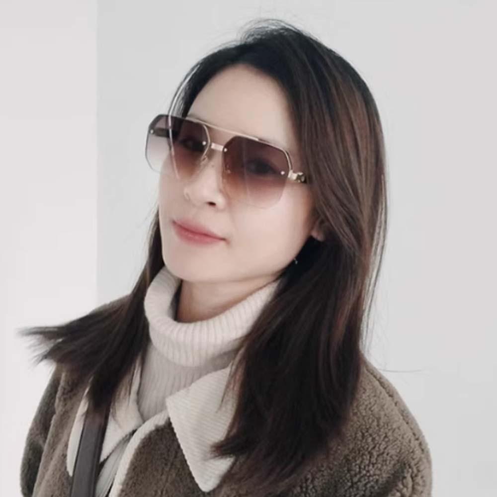 Classic Men Zinc Zinc Alloy Sunnies Gradient Color Anti-UV Glasses Catwalk Women HD Sunglasses  Gift