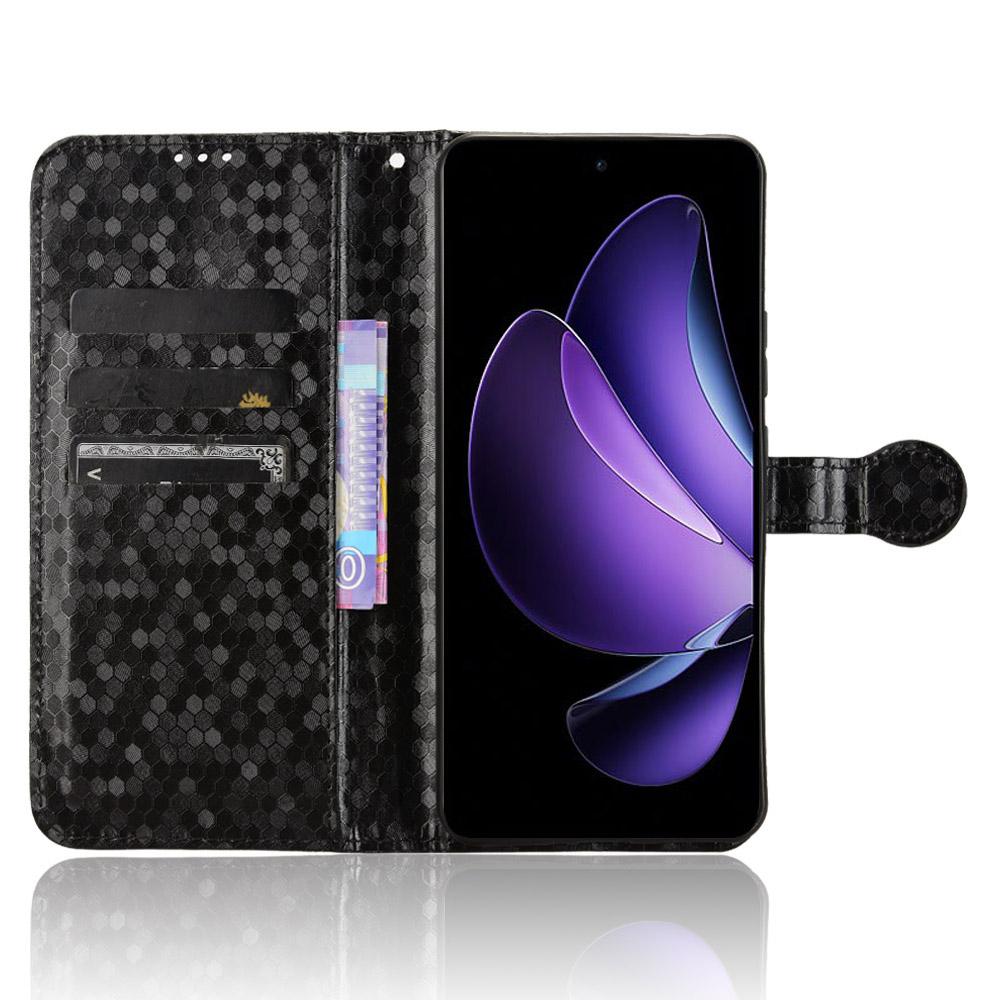 

For Oppo Reno13 F 5G Wallet Case Dot Pattern Imprint PU Leather Phone Cover Black